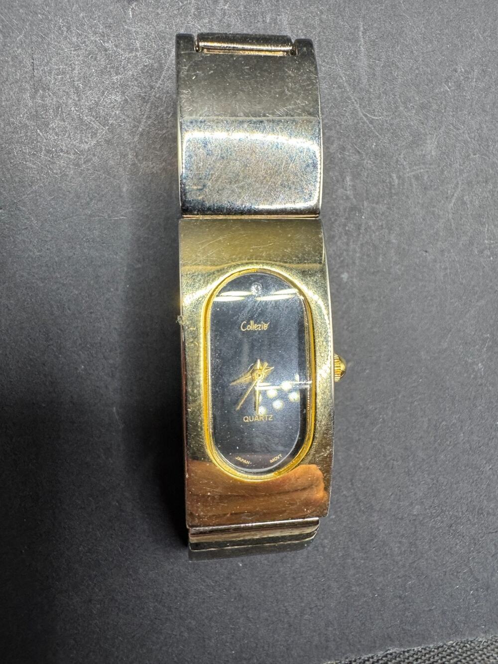 Collezio Diamond Analog Rectangular Two Tone Black Dial Quartz Wristwatch